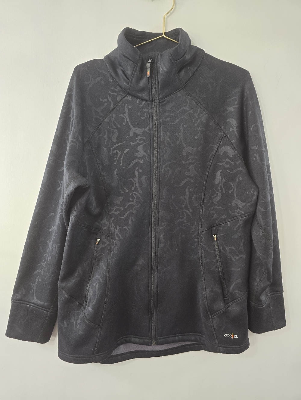 Kerrits Flex Equestrian Jacket Full Zip Mockneck Riding Embossed Black Size XL - Picture 2 of 15